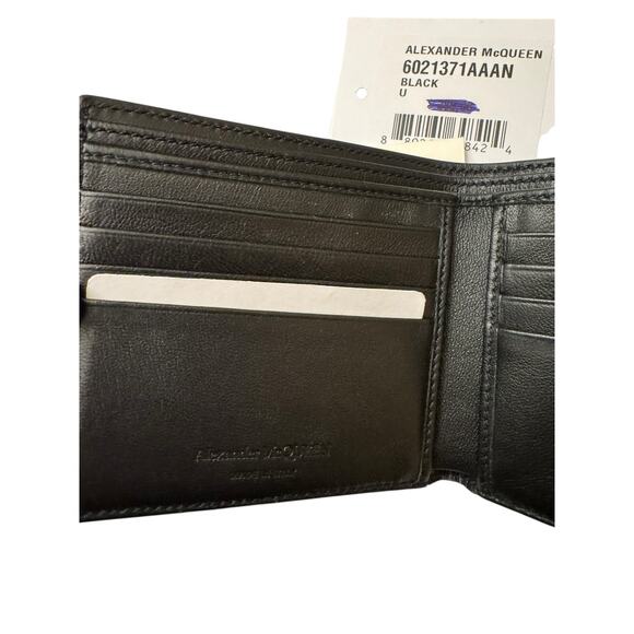 Alexander McQueen NWT Leather Biker Skull Bi-Fold Wallet in Black - Picture 12 of 14
